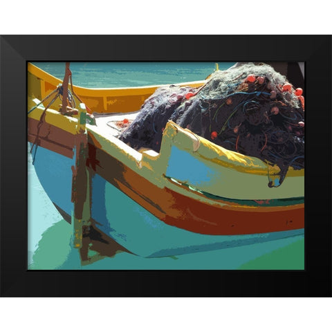 Time to Fish I Black Modern Wood Framed Art Print by Mack