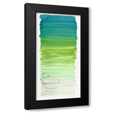 Color Strip Aqua Black Modern Wood Framed Art Print with Double Matting by King