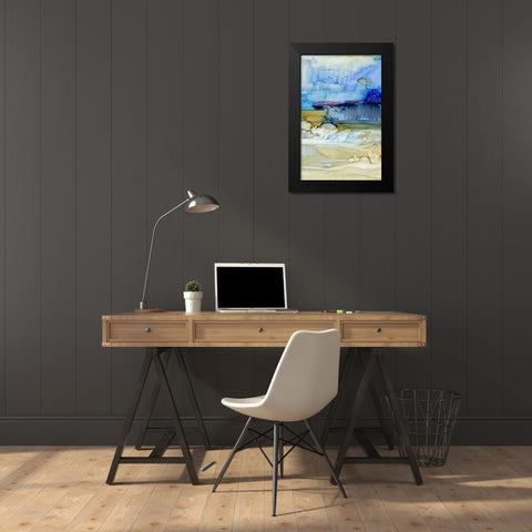 Fluid II Black Modern Wood Framed Art Print by King