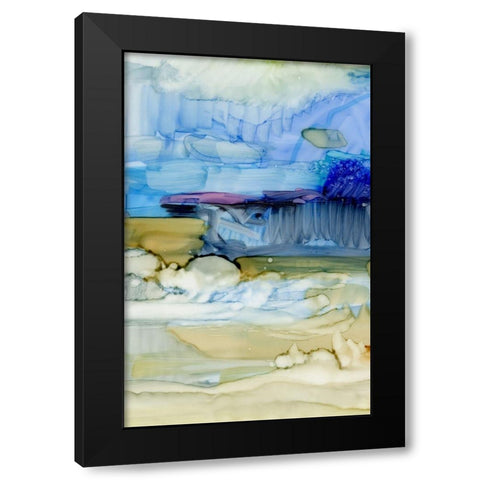 Fluid II Black Modern Wood Framed Art Print with Double Matting by King