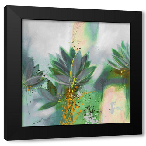 Water Lily Fusion Black Modern Wood Framed Art Print with Double Matting by Scott