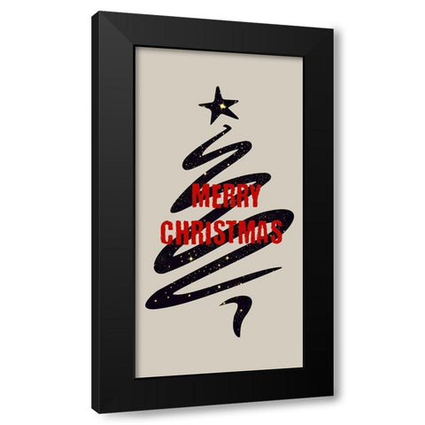 Merry Christmas Black Modern Wood Framed Art Print with Double Matting by Phillip, Jamie