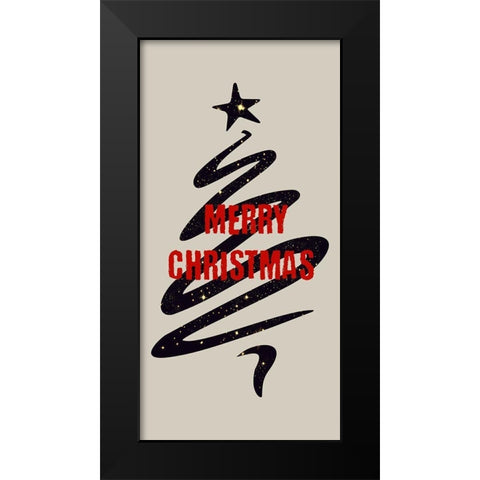 Merry Christmas Black Modern Wood Framed Art Print by Phillip, Jamie