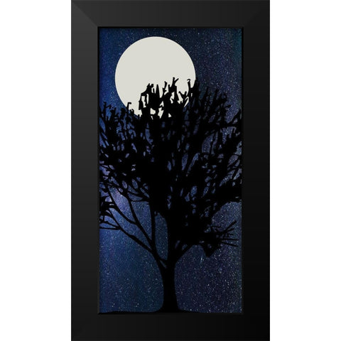 Night Moon Black Modern Wood Framed Art Print by Phillip, Jamie