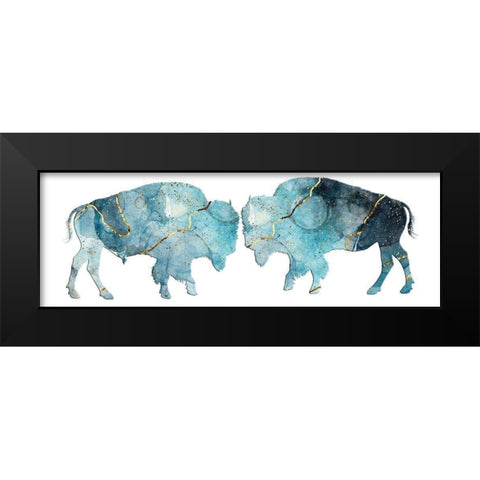 Abstract Buffalo 3 Black Modern Wood Framed Art Print by Phillip, Jamie
