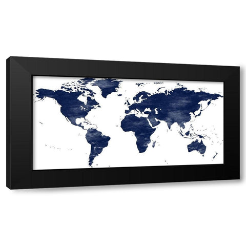 Navy Map Black Modern Wood Framed Art Print by Phillip, Jamie