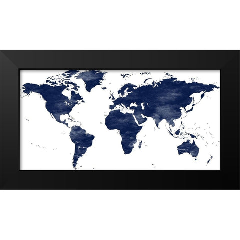 Navy Map Black Modern Wood Framed Art Print by Phillip, Jamie