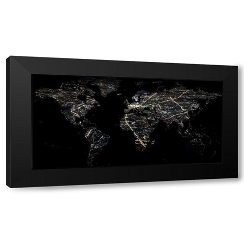 Night Map Black Modern Wood Framed Art Print by Phillip, Jamie