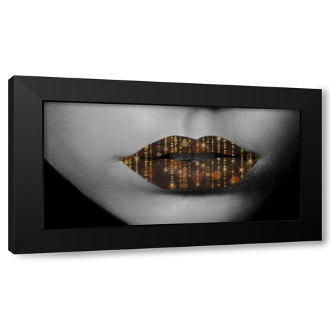 Kiss Me In Color Black Modern Wood Framed Art Print by Phillip, Jamie