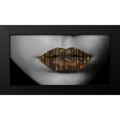 Kiss Me In Color Black Modern Wood Framed Art Print by Phillip, Jamie