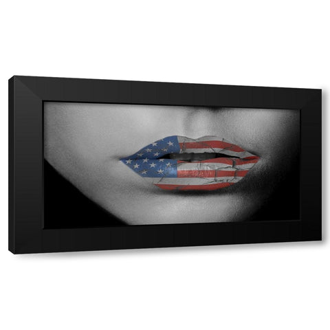 Kiss Me America Black Modern Wood Framed Art Print by Phillip, Jamie