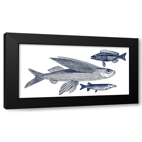 Blue Fish Black Modern Wood Framed Art Print with Double Matting by Phillip, Jamie