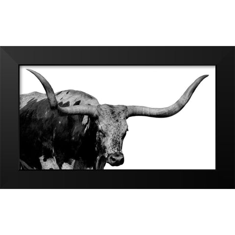 Long Horn Silver Black Modern Wood Framed Art Print by Phillip, Jamie