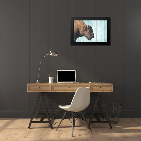 Bison Trail Black Modern Wood Framed Art Print by Phillip, Jamie