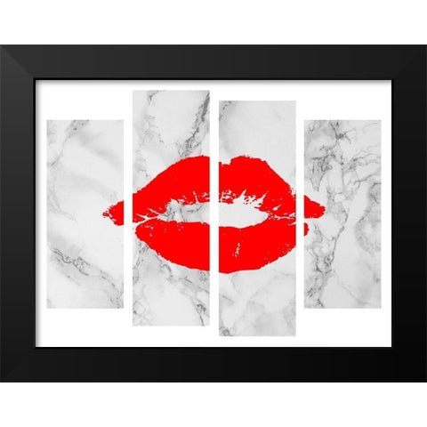 Red Lips Black Modern Wood Framed Art Print by Phillip, Jamie