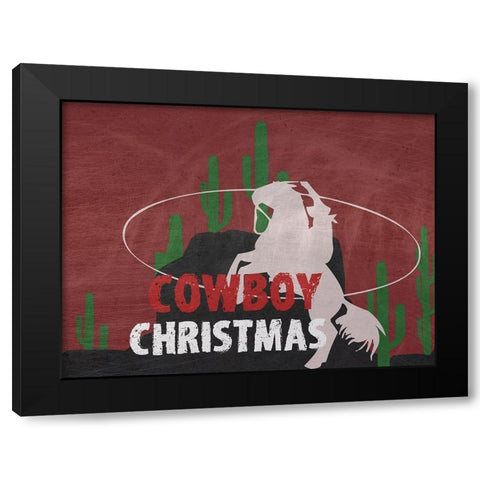 Cowboy Christmas Black Modern Wood Framed Art Print with Double Matting by Phillip, Jamie