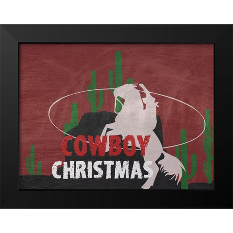 Cowboy Christmas Black Modern Wood Framed Art Print by Phillip, Jamie