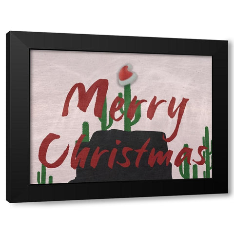 Merry Christmas Black Modern Wood Framed Art Print by Phillip, Jamie