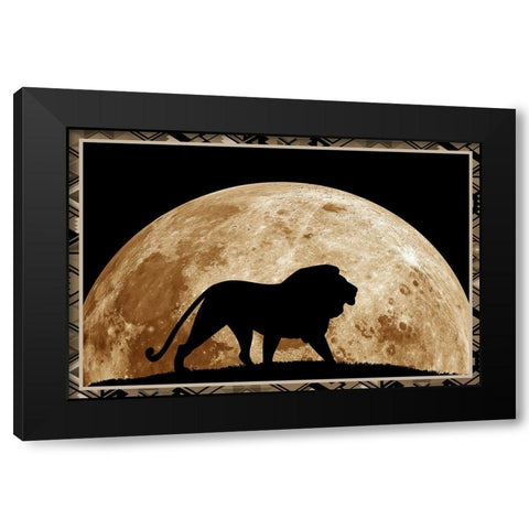 Lion Black Modern Wood Framed Art Print by Phillip, Jamie