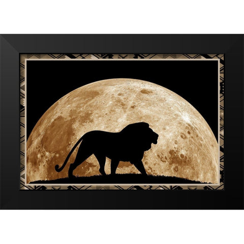 Lion Black Modern Wood Framed Art Print by Phillip, Jamie