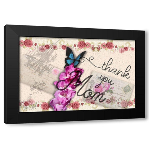 Thanks Mom Black Modern Wood Framed Art Print by Phillip, Jamie