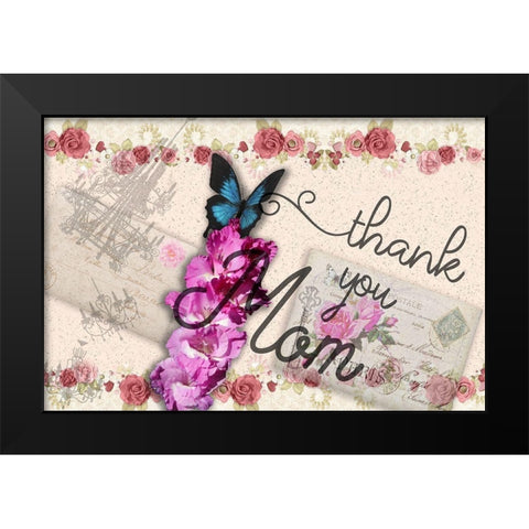 Thanks Mom Black Modern Wood Framed Art Print by Phillip, Jamie