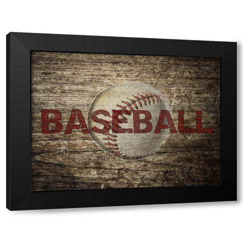 Baseball Black Modern Wood Framed Art Print with Double Matting by Phillip, Jamie
