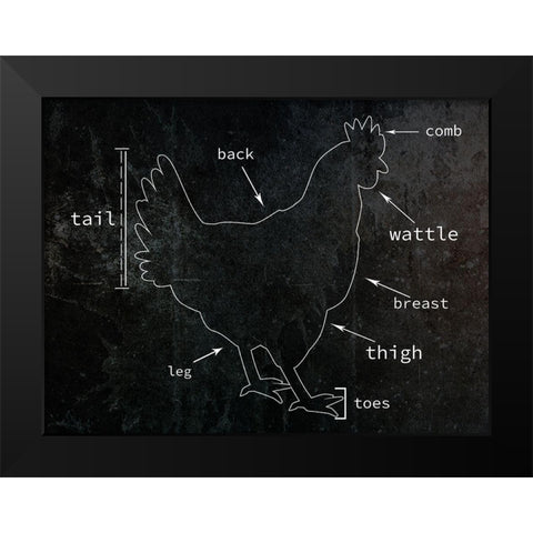 Chicken Black Modern Wood Framed Art Print by Phillip, Jamie