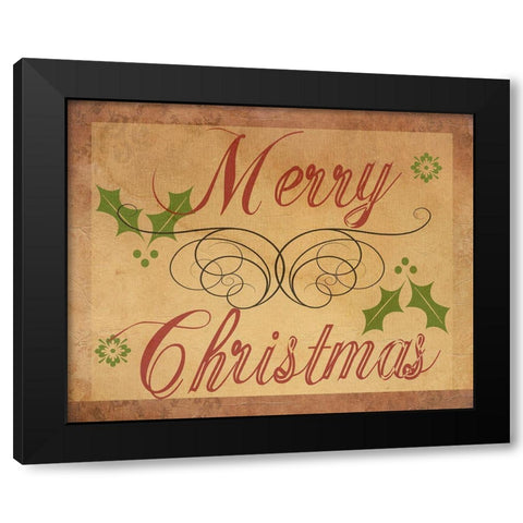 Merry Christmas Black Modern Wood Framed Art Print by Phillip, Jamie