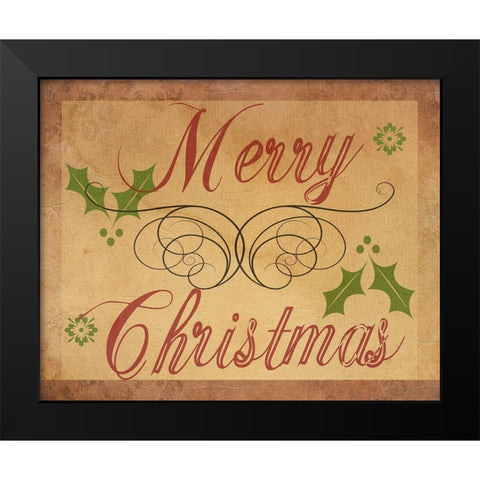 Merry Christmas Black Modern Wood Framed Art Print by Phillip, Jamie