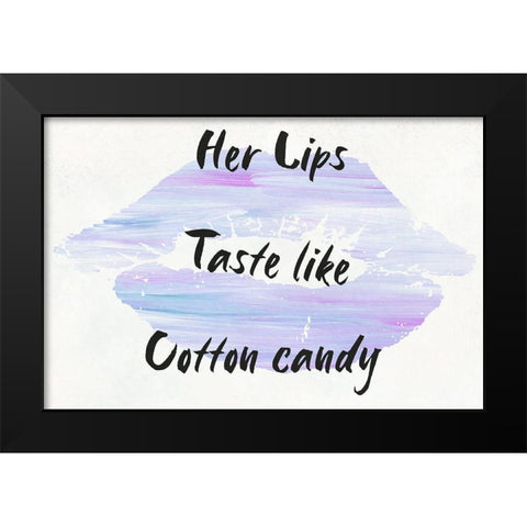 Cotton Candy Lips Black Modern Wood Framed Art Print by Phillip, Jamie