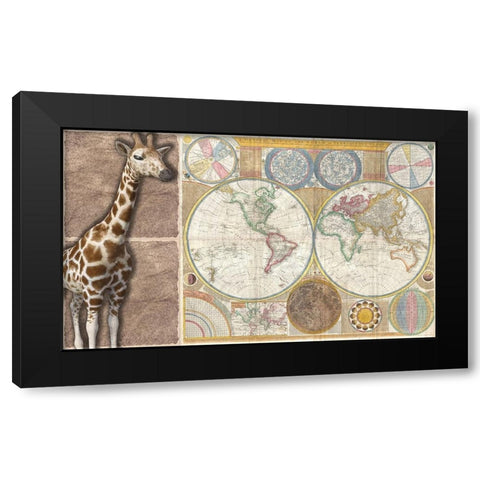 African Map Black Modern Wood Framed Art Print with Double Matting by Phillip, Jamie