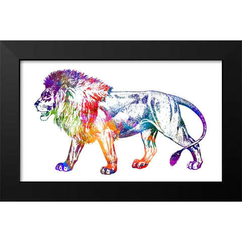 Lion Black Modern Wood Framed Art Print by Phillip, Jamie