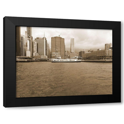 Hello NY Black Modern Wood Framed Art Print with Double Matting by Phillip, Jamie