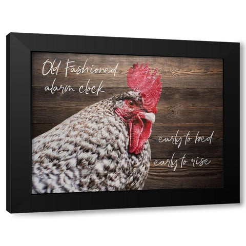 Rooster Clock Black Modern Wood Framed Art Print with Double Matting by Phillip, Jamie
