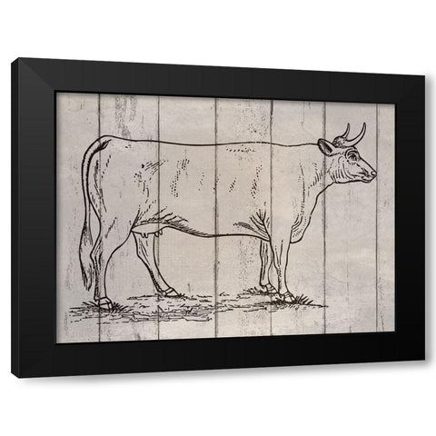 Cow Black Modern Wood Framed Art Print by Phillip, Jamie