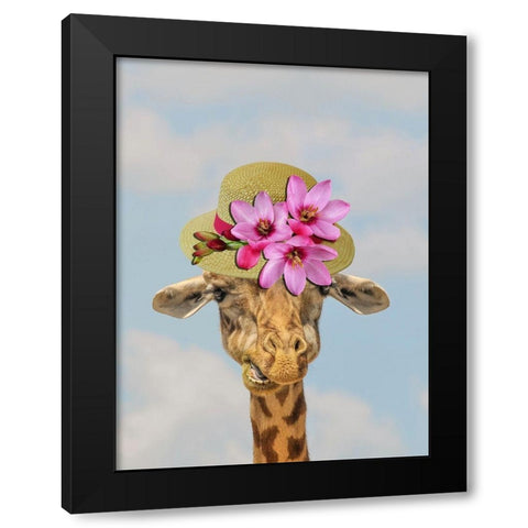 Giraffe Floral 2 Black Modern Wood Framed Art Print by Phillip, Jamie