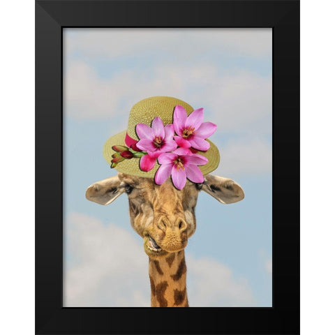 Giraffe Floral 2 Black Modern Wood Framed Art Print by Phillip, Jamie