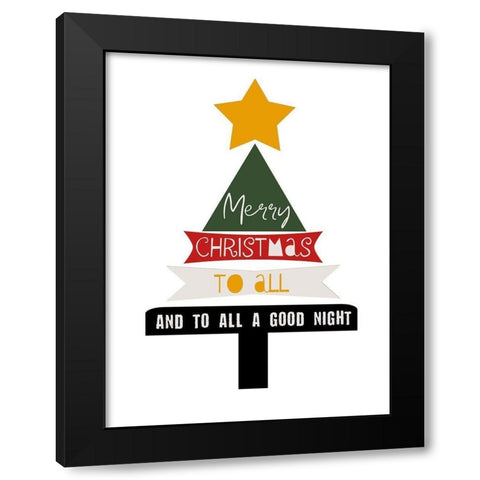 Merry Christmas Black Modern Wood Framed Art Print by Phillip, Jamie