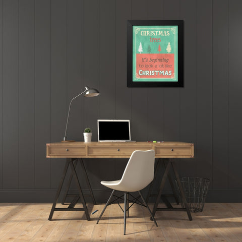 Christmas Trees Black Modern Wood Framed Art Print by Phillip, Jamie
