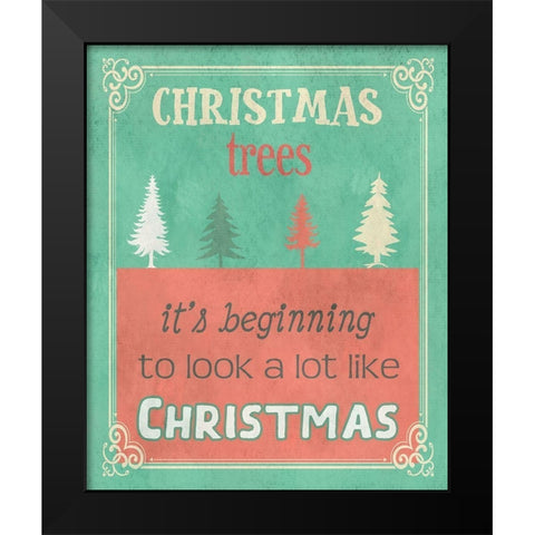 Christmas Trees Black Modern Wood Framed Art Print by Phillip, Jamie