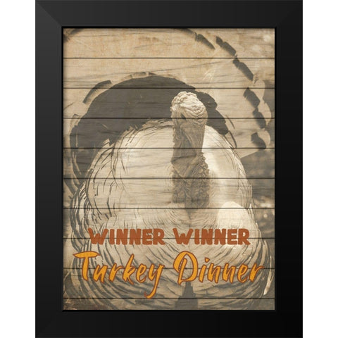 Turkey Dinner Black Modern Wood Framed Art Print by Phillip, Jamie