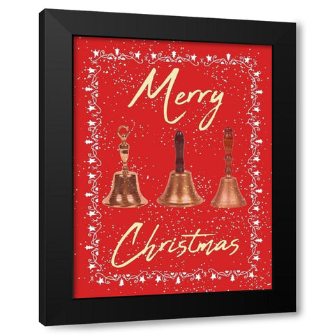 Merry Christmas Black Modern Wood Framed Art Print with Double Matting by Phillip, Jamie