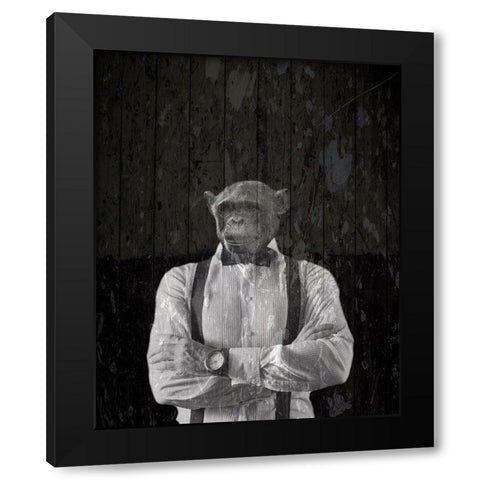 Street Monkey Black Modern Wood Framed Art Print by Phillip, Jamie