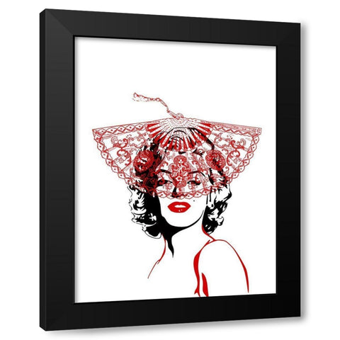 Lady In Red Black Modern Wood Framed Art Print by Phillip, Jamie