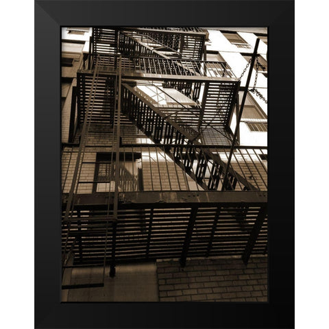Fire Escape New Your Black Modern Wood Framed Art Print by Phillip, Jamie