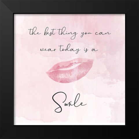 Pink Smile Black Modern Wood Framed Art Print by Phillip, Jamie