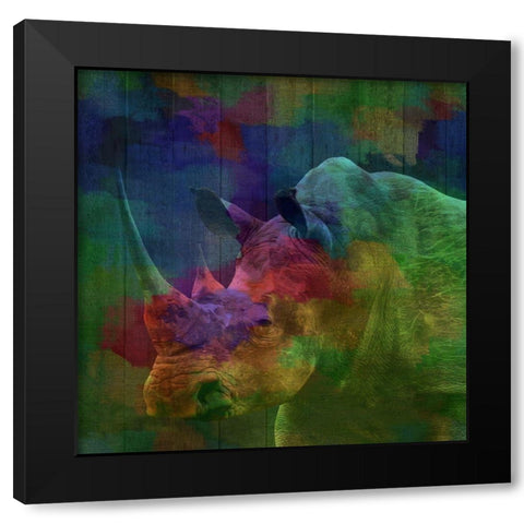 Rhino Black Modern Wood Framed Art Print with Double Matting by Phillip, Jamie
