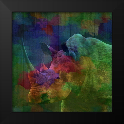 Rhino Black Modern Wood Framed Art Print by Phillip, Jamie