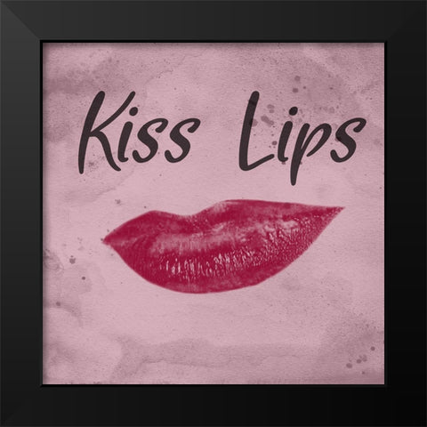 Kissy Lips Black Modern Wood Framed Art Print by Phillip, Jamie